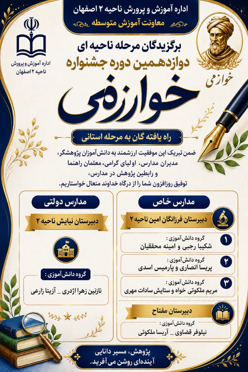 برگزیدگان استانی جشنواره خوارزمی محور پژوهش